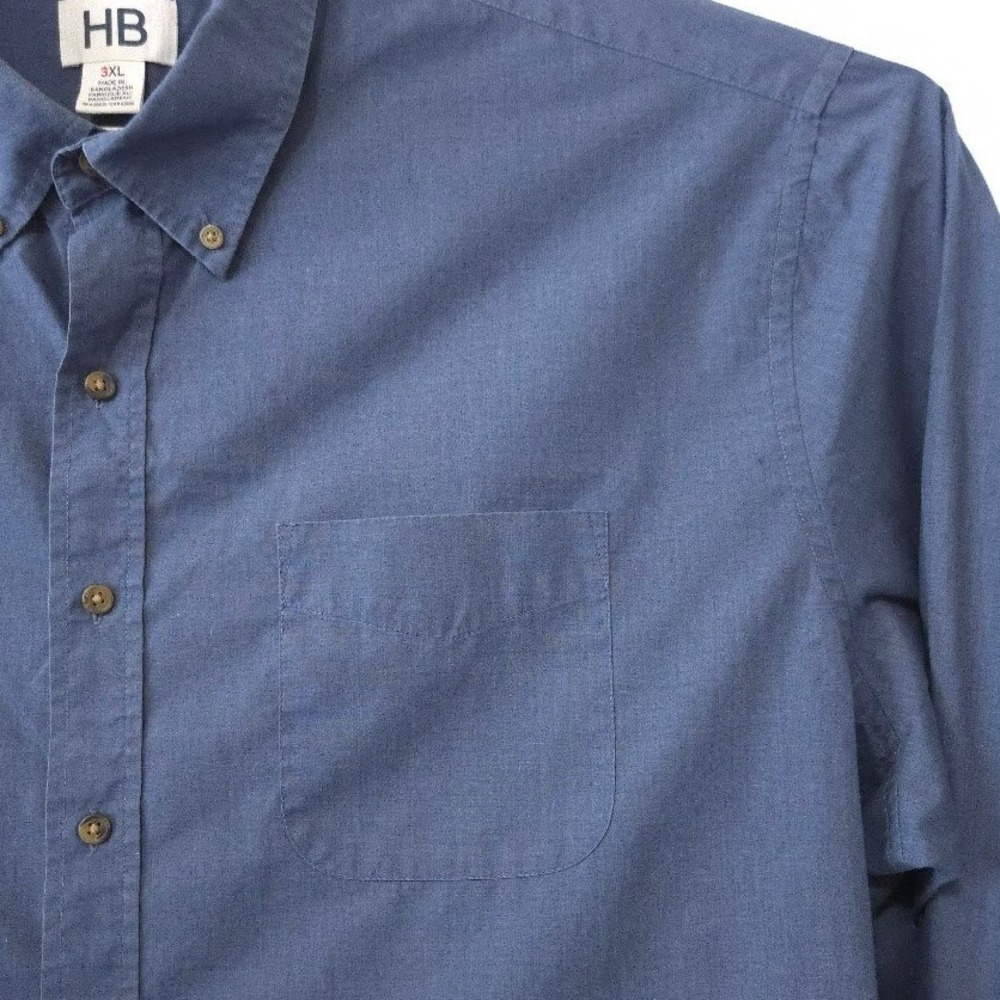 HB Harbor Bay Mens 3XL Blue Button Down Long Sleeve Shirt Business Casual - Picture 3 of 7